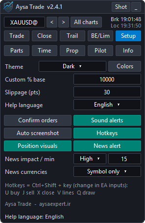 Setup page
